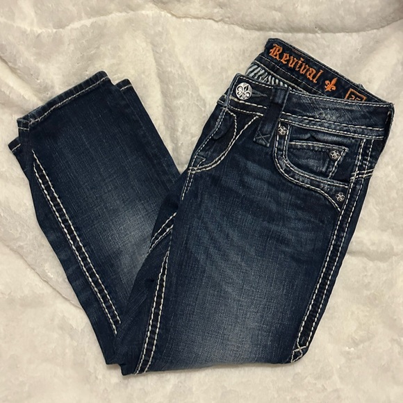 ROCK REVIVAL SIZE 25 CROPPED CAPRI JEANS - Picture 3 of 11
